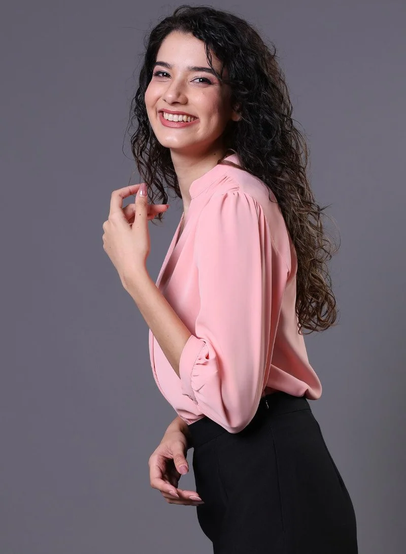 زجزاج Classic Plain Pink Chiffon Top
